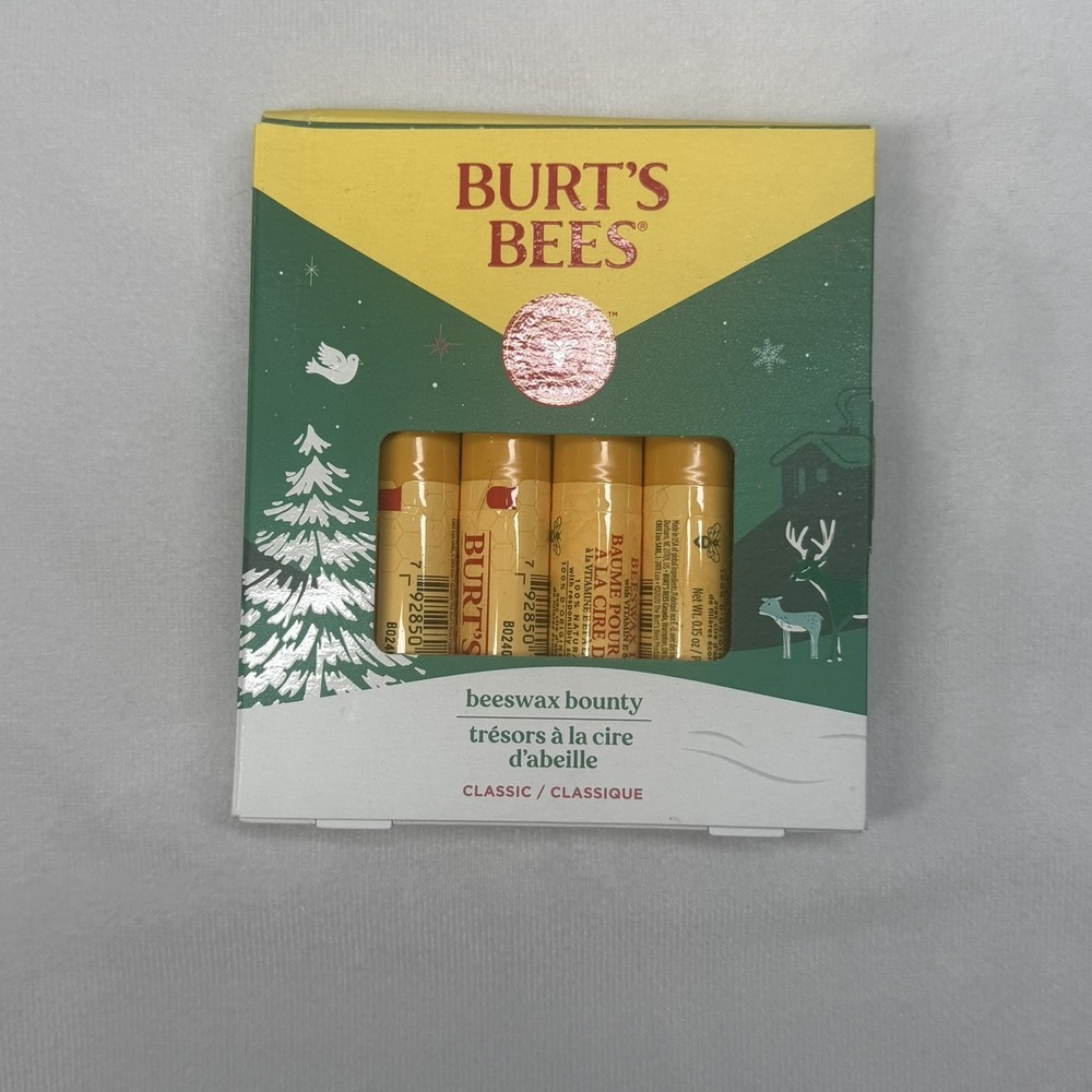 Burt's Bees Beeswax Bounty Classic Lip Balm Holiday Gift Set 4 Pack 0.15oz Each